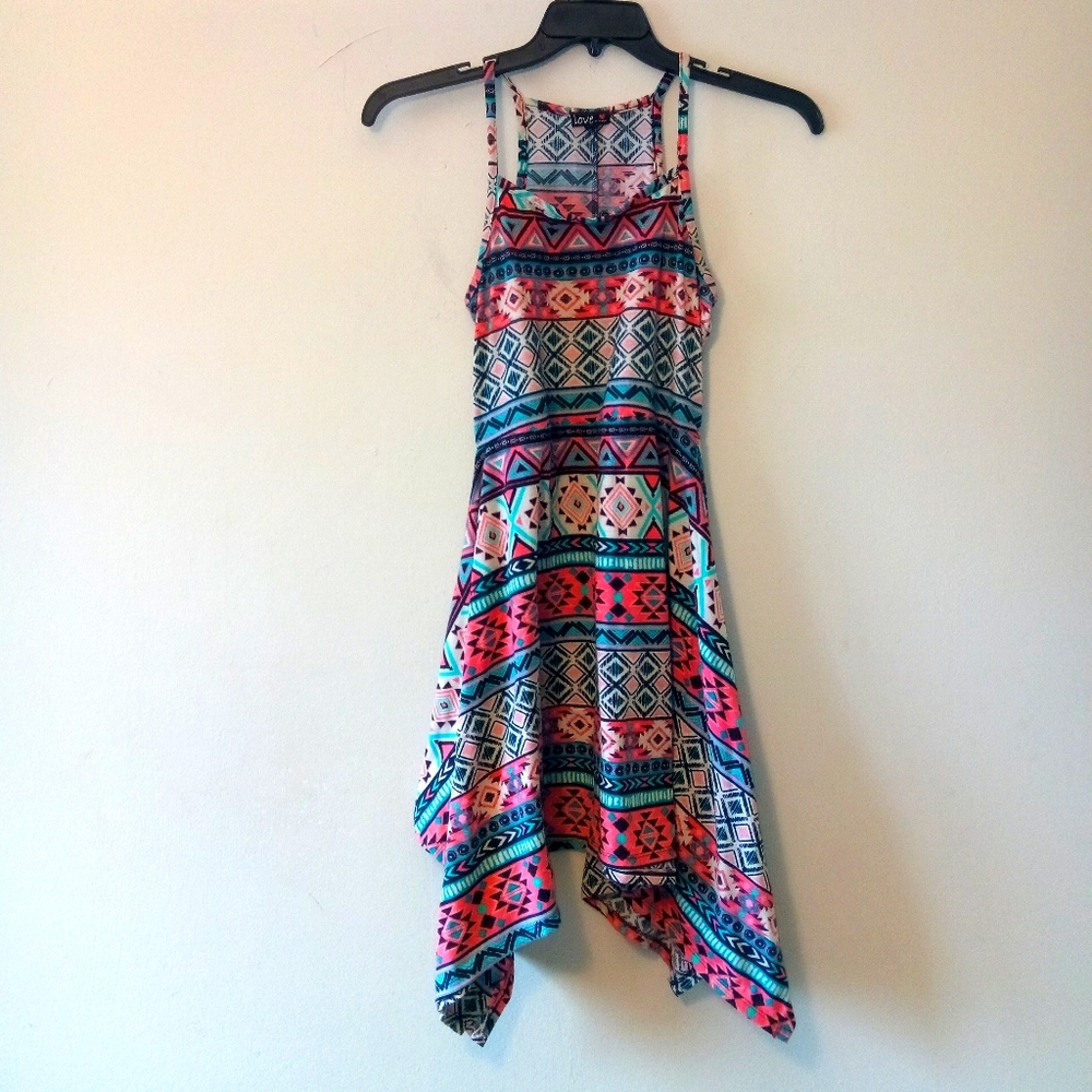 Asymmetrical tribal print dress